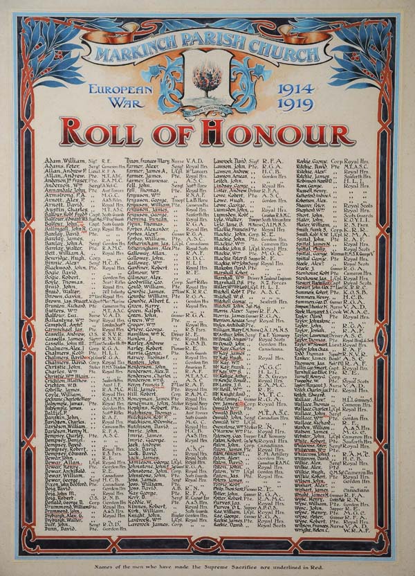 Roll of Honour, St Drostan's Markinch
